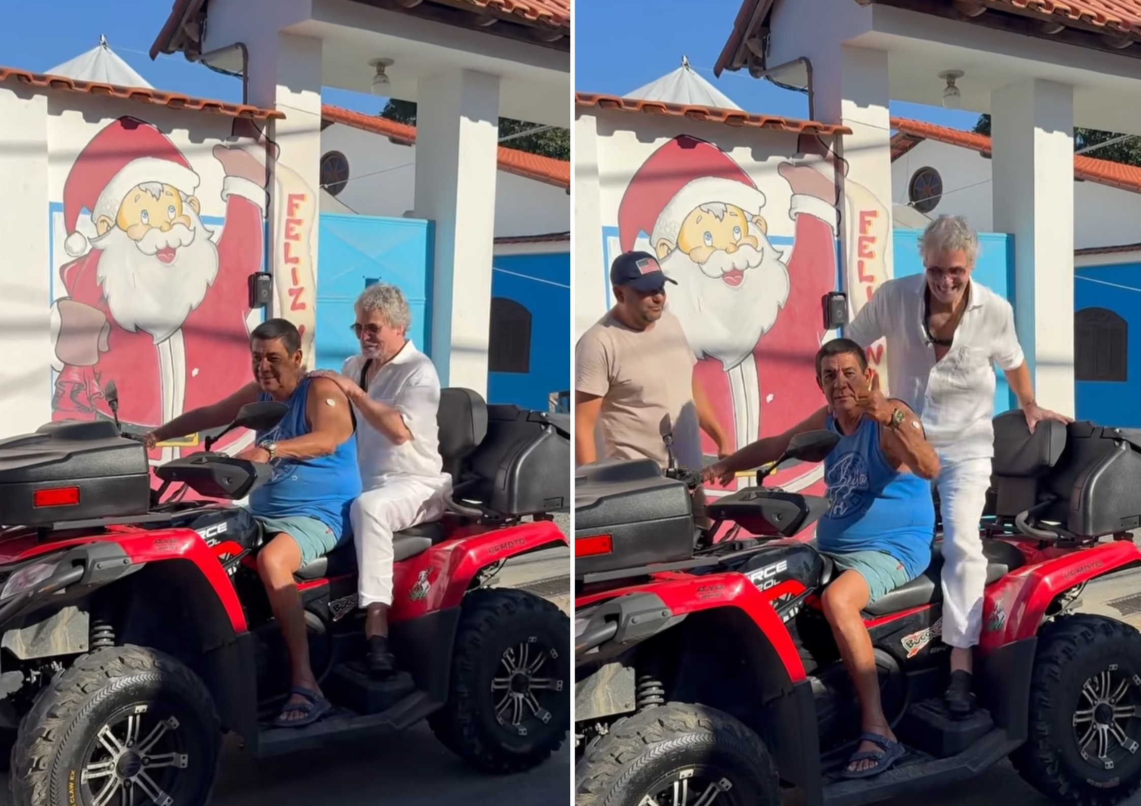 Rolé em Xerém! Zeca Pagodinho dá carona para Carlinhos de Jesus em seu triciclo - QTU Questões do Universo