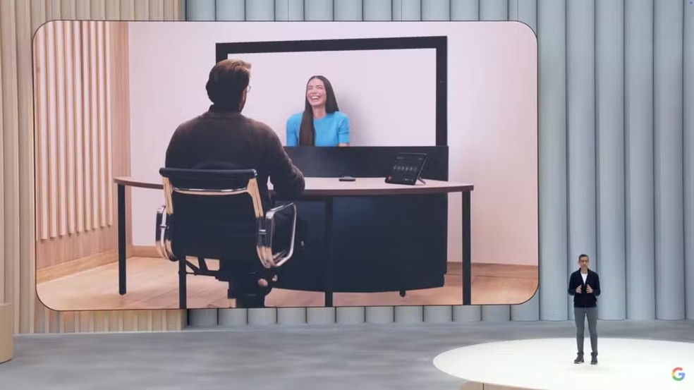 O Google apresentou o novo Beam, para chamadas de vídeo — Foto: Reprodução