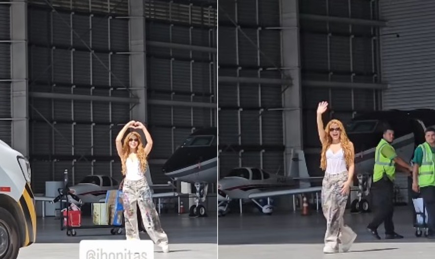 Shakira desembarca no Rio de jatinho