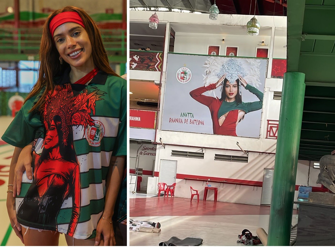 Adeus, Virginia! Quadra da Grande Rio é decorada com fotos da nova rainha Anitta; veja!
