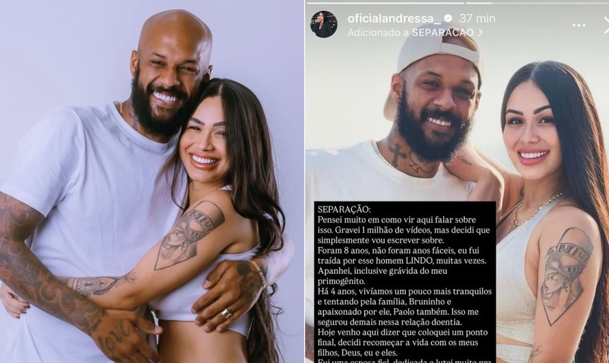 Mulher de Bruno Silva, ex-Botafogo, relata separação — Foto: Reprodução/Redes sociais