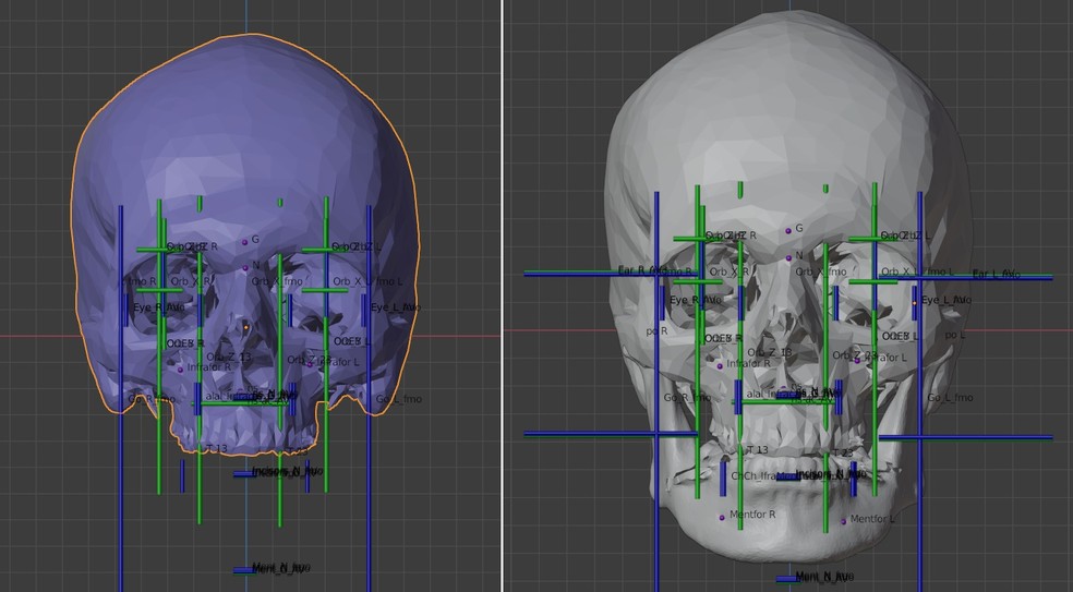 Etapa da reconstru&ccedil;&atilde;o do rosto de S&atilde;o Tom&aacute;s de Aquino &mdash; Foto: Divulga&ccedil;&atilde;o/Cicero Moraes