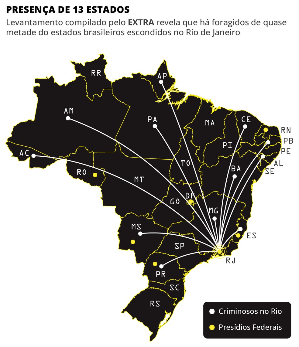 Traficantes de 13 estados diferentes já se escondem no Rio de Janeiro — Foto: Equipe de Artes