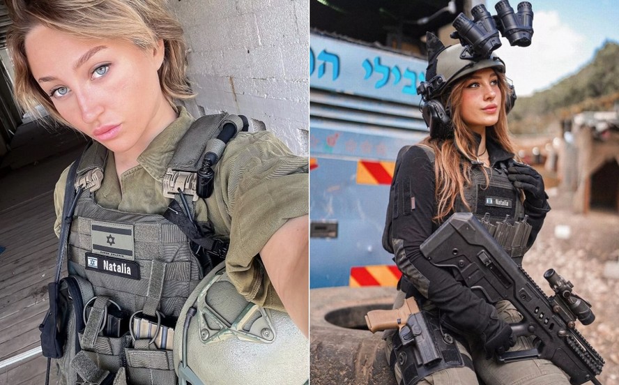 Modelo Natalia Fadeev na linha de frente da guerra contra o Hamas