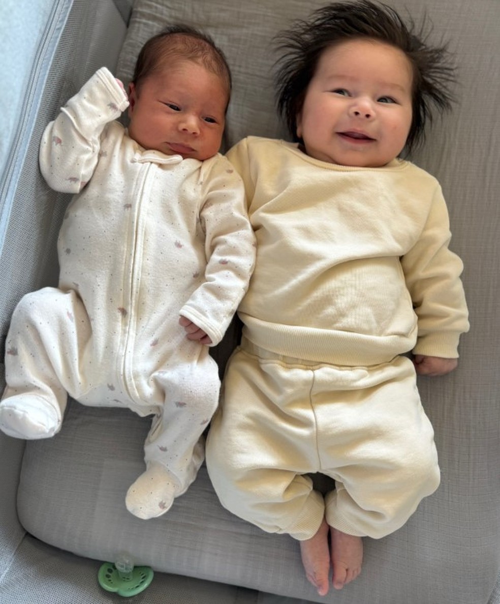 Os filhos 'gêmeos' de Mia Kaercher — Foto: Reprodução/TikTok