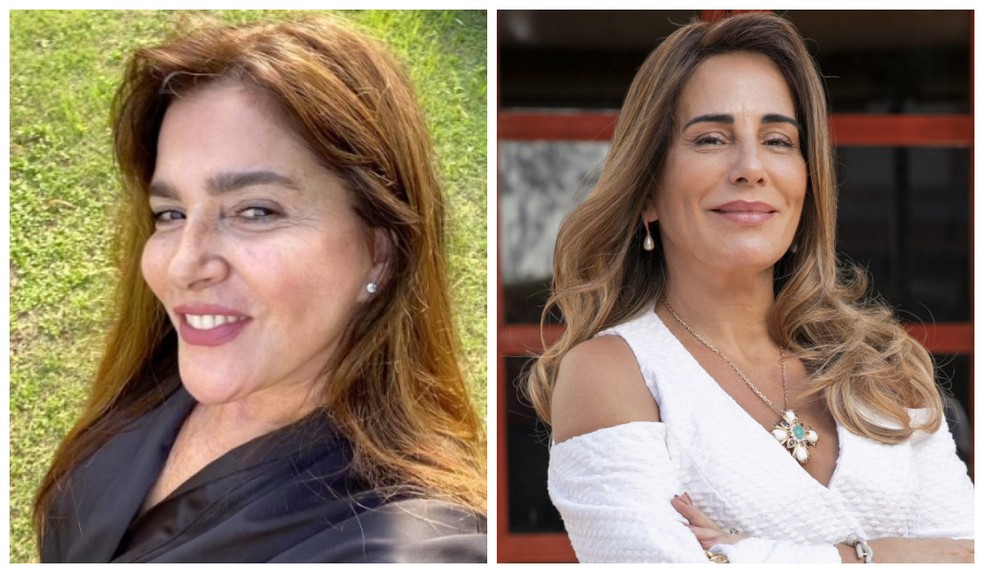 Graziela atualmente e Gloria Pires como a Irene de "Terra e paixão" — Foto: Reprodução e Rede Globo/Divulgação