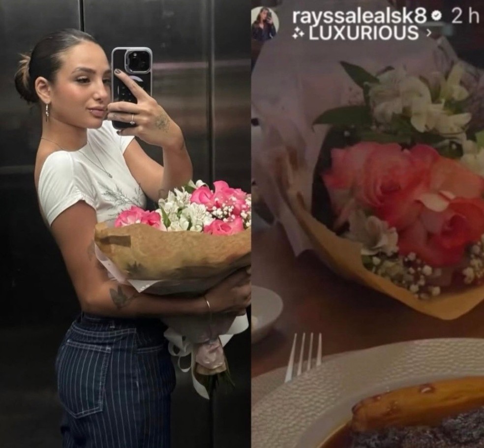 Duda Wilken e as flores que Rayssa Leal postou &mdash; Foto: rep/ instagram