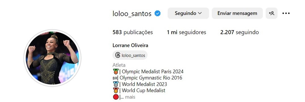 Instagram de Lorrane, na gin&aacute;stica &mdash; Foto: Reprodu&ccedil;&atilde;o/Instagram