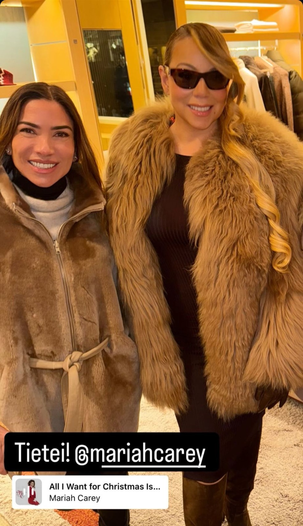 Patricia Abravanel posa com Mariah Carey nos EUA — Foto: Instagram