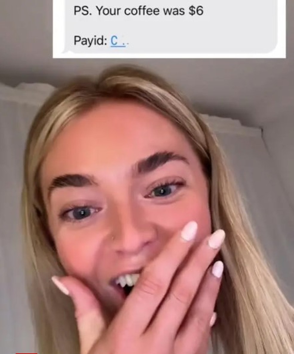 após primeiro encontro fracassar, homem exige que mulher devolva R$ 22 que ele pagou pelo café dela — Foto: Reprodução/TikTok