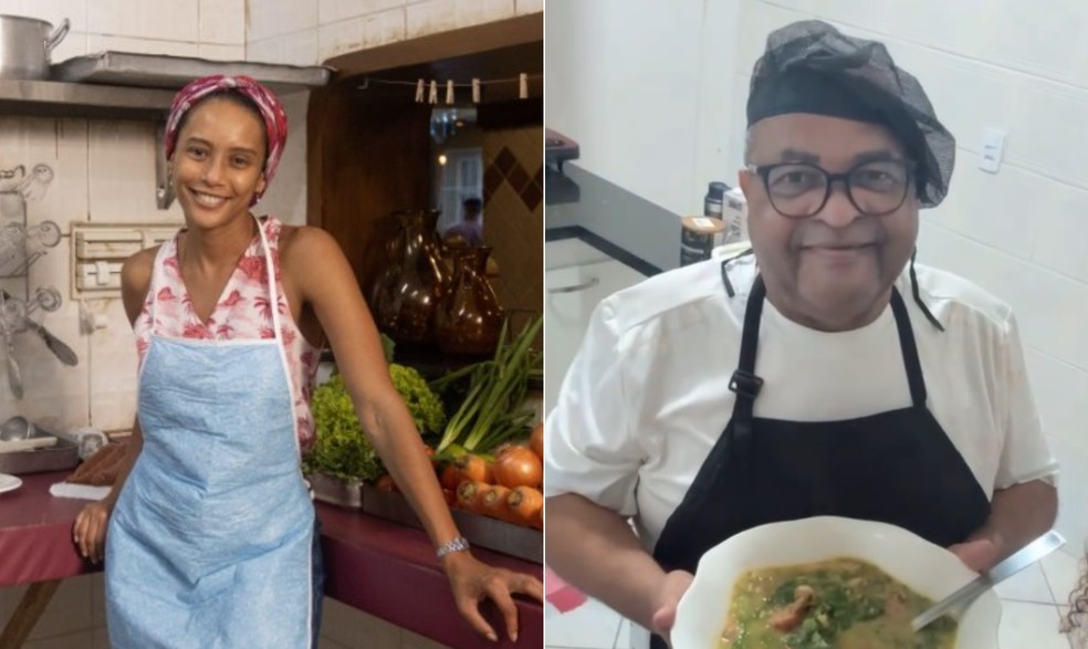 Assim como Raquel, de "Vale tudo", tio de Taís Araujo é fera na cozinha — Foto: Angélica Goudinho/TV Globo/Divulgação e Reprodução/Instagram