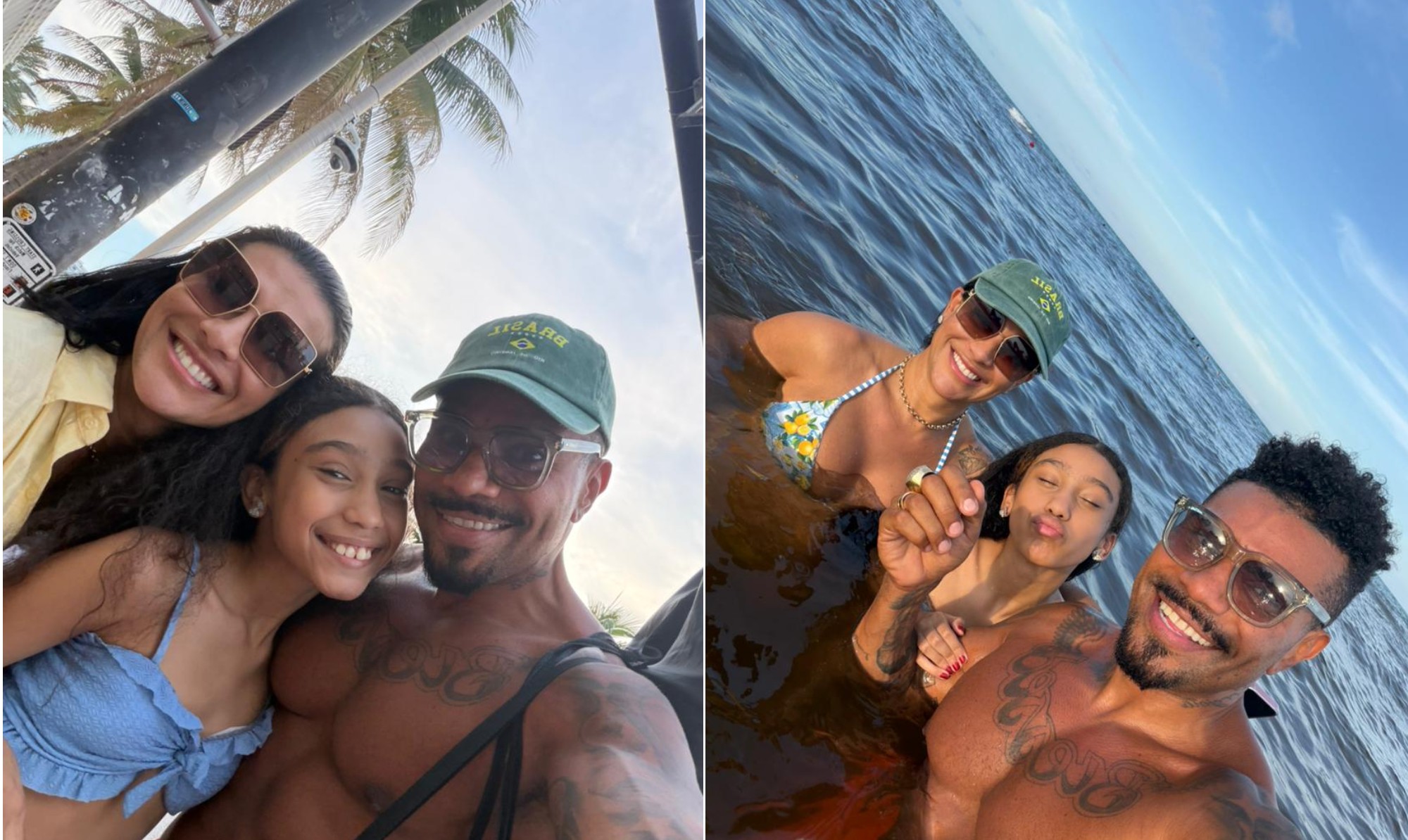 Moranguinho celebra aniversário em cruzeiro pelas Bahamas ao lado de Naldo e da filha