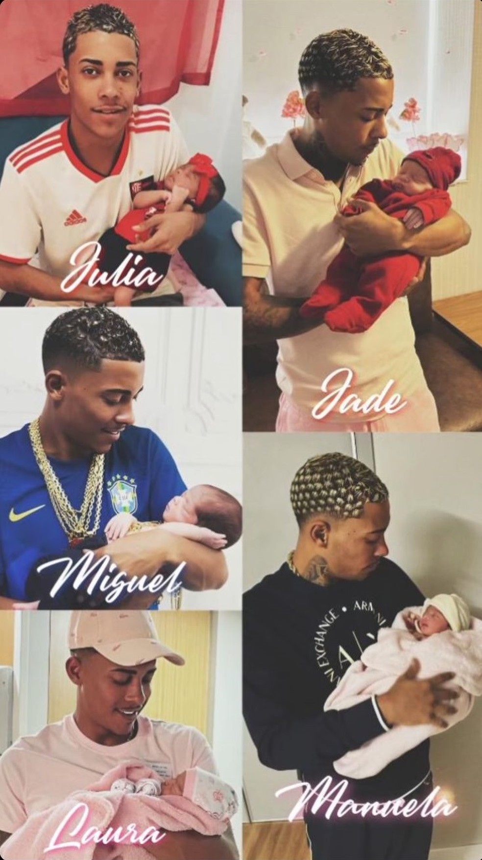 MC Poze posta fotos com os cinco filhos — Foto: Instagram