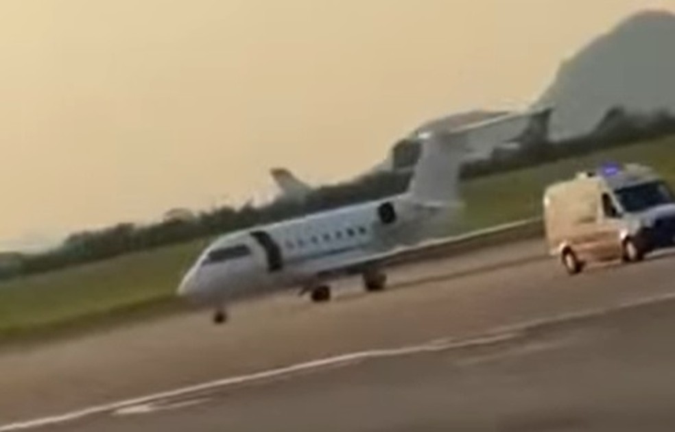 Jato da Bombardier retornou 17 minutos ap&oacute;s a decolagem na Nig&eacute;ria &mdash; Foto: Reprodu&ccedil;&atilde;o