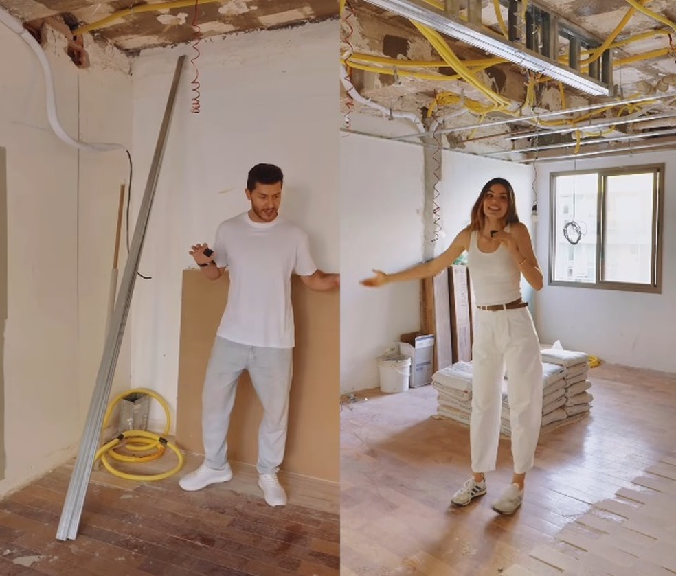 Camila Queiroz e Klebber Toledo mostram reforma de apartamento — Foto: Reprodução/Instagram