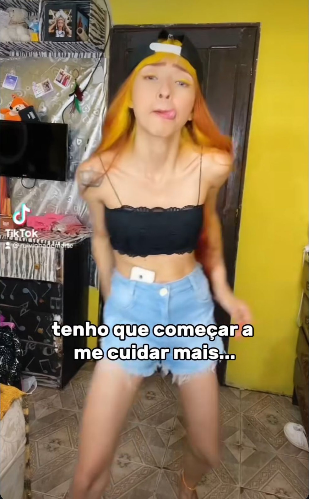 Ruivinha de Marte antes de começar a malhar na academia — Foto: Reprodução/Instagram