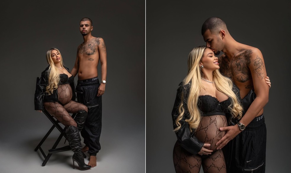 Treyce, de 'Lovezinho', faz ensaio de gestante ao lado do namorado, Vitor — Foto: Priscila Lamblet/Reprodução/Instagram