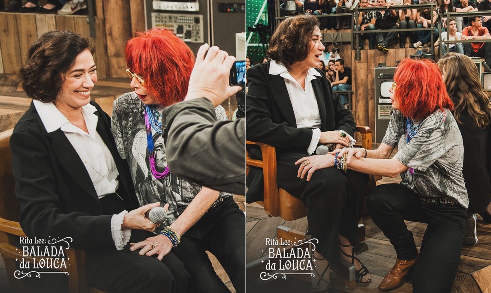 O encontro de Lilia Cabral e Rita Lee no "Altas horas", em julho de 2012 — Foto: Reprodução de Instagram