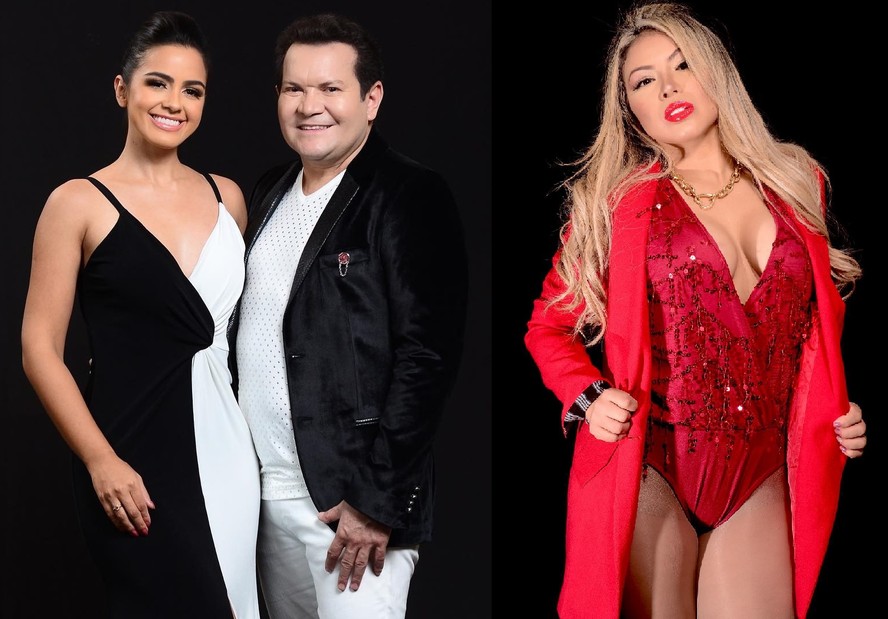 Ximbinha com a mulher Karen e Jessica Fernandes