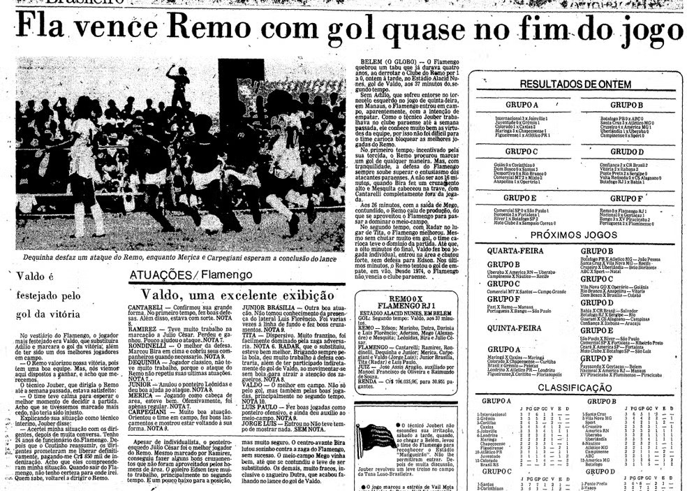 Em 1978, último encontro entre Flamengo e Remo pelo Brasileirão — Foto: Acervo/O GLOBO