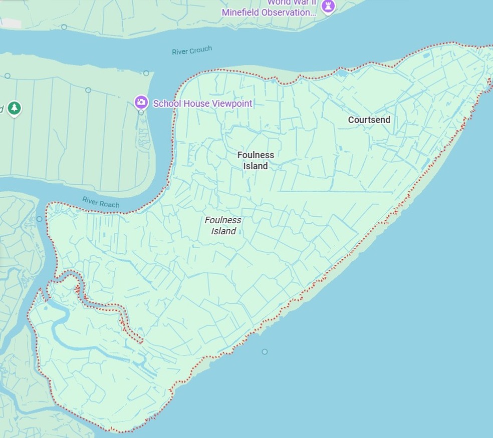 Ilha Foulness — Foto: Reprodução/Google Maps