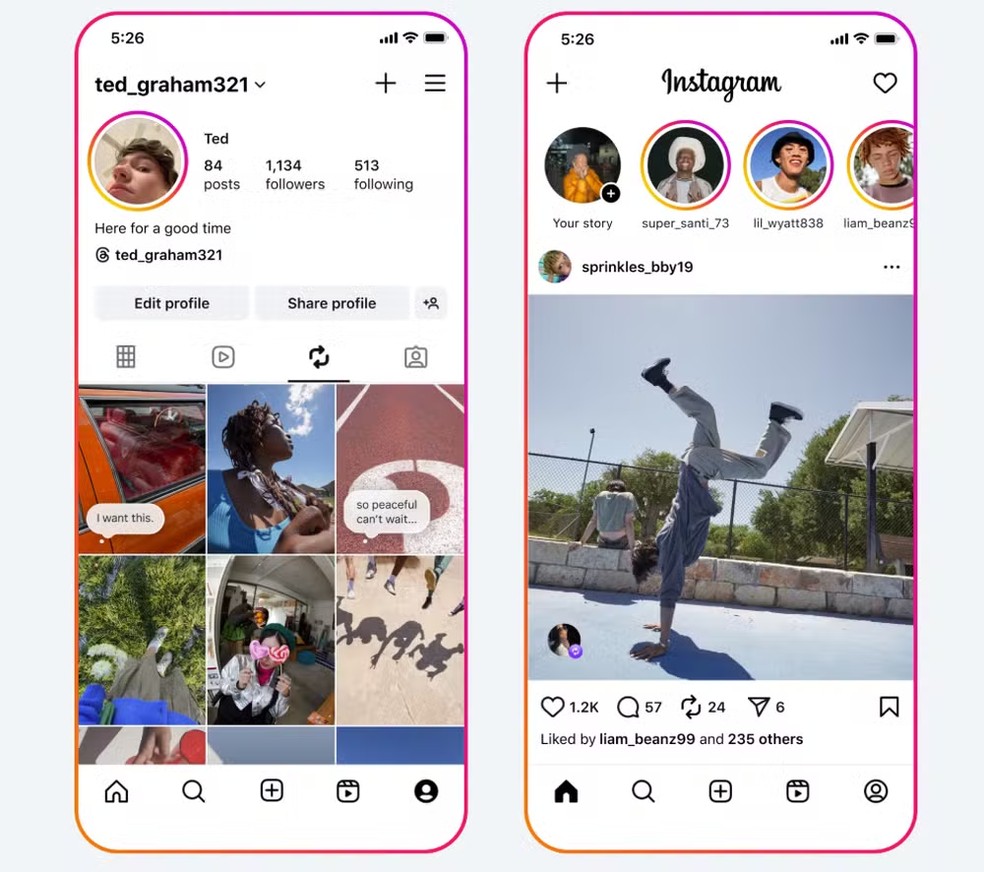 Instagram lança 'repost' de Reels no feed — Foto: Reprodução/Instagram