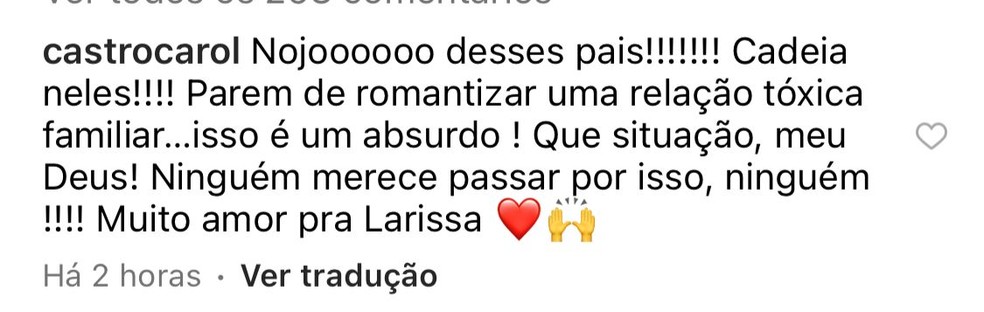 Carol Castro pede prisão para pais de Larissa Manoela — Foto: Instagram