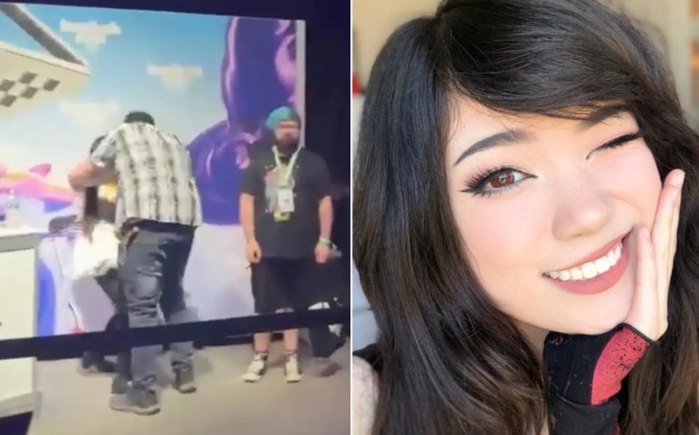 Homem fura barreira, agarra famosa streamer durante evento e tenta beijá-la