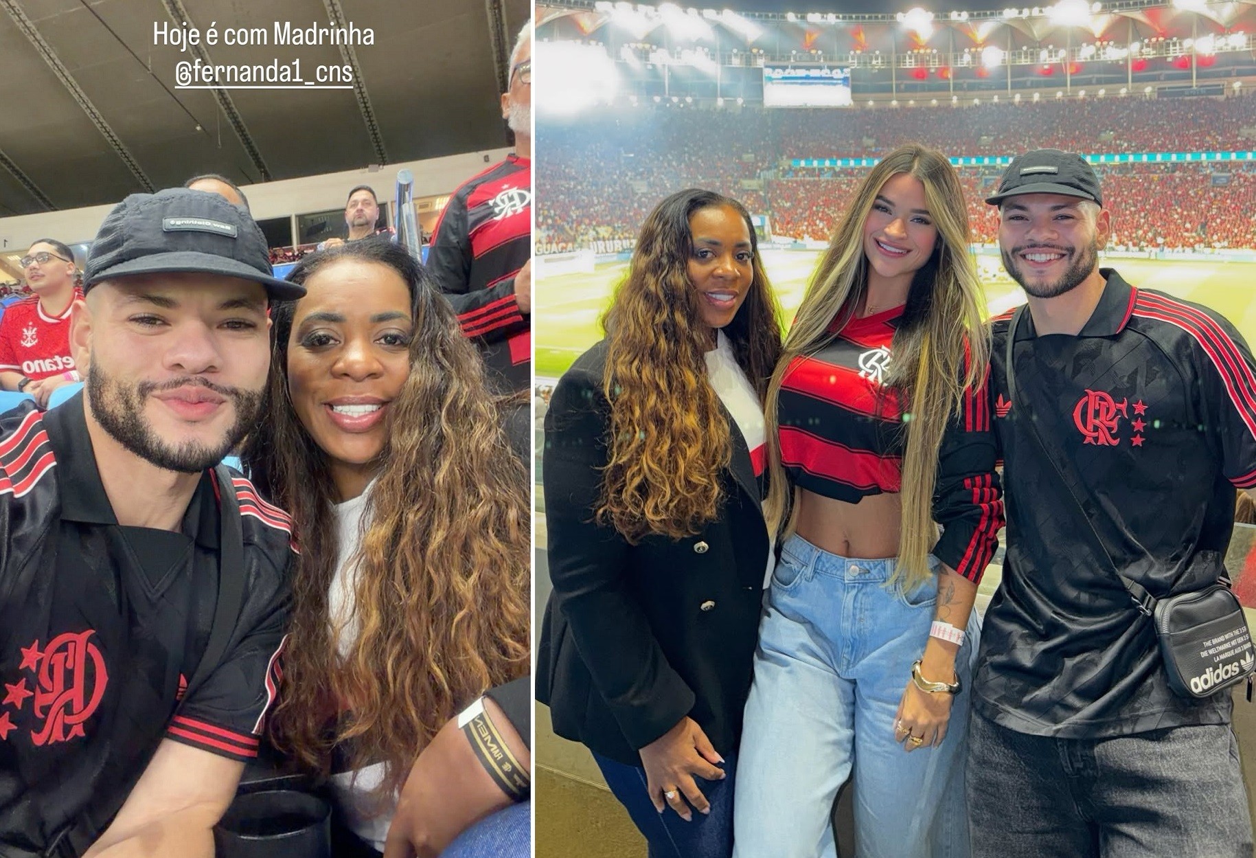 Mãe de Vini Jr. assiste a jogo do Flamengo com influenciador famoso que a chama de 'madrinha'