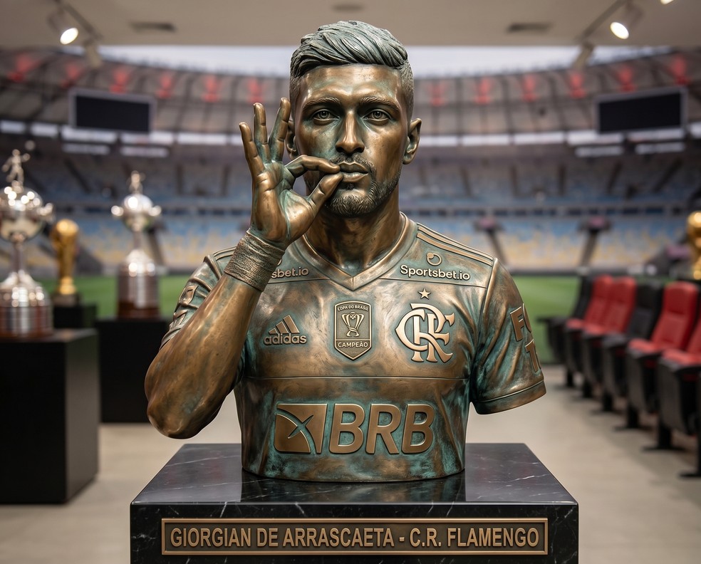 Busto de Arrasca fazendo uma de suas comemorações — Foto: Inteligência Artificial/Gemini
