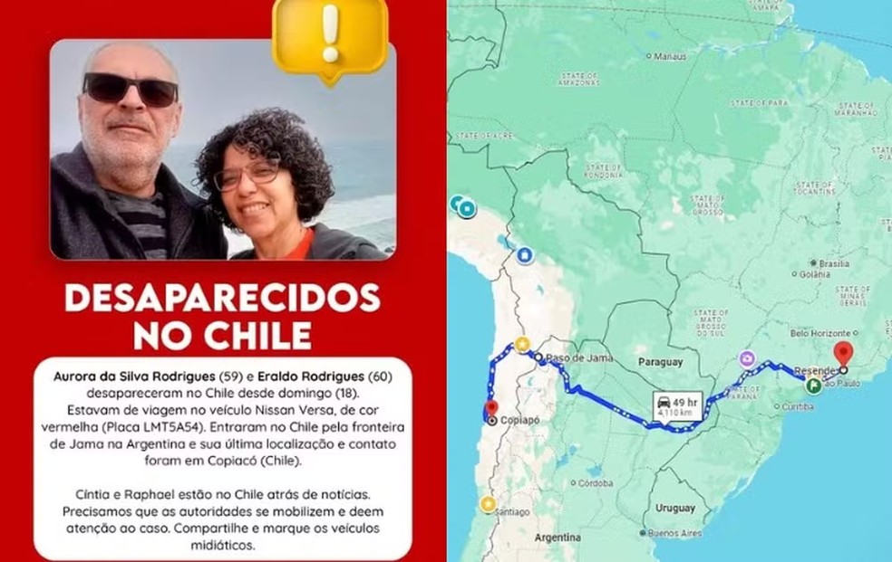 Rota programada pelo casal &mdash; Foto: Reprodu&ccedil;&atilde;o