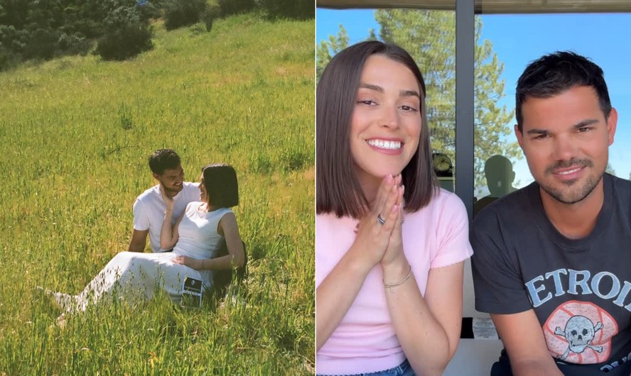 Após Taylor Lautner anunciar a gravidez da esposa, Taylor Lautner, até amigos fazem meme com possível nome do bebê