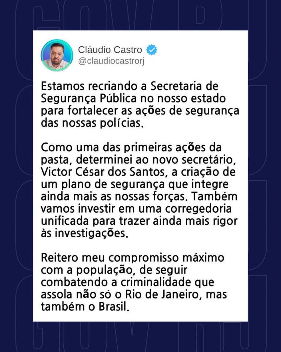 Anúncio governador — Foto: Reprodução / Rede Social