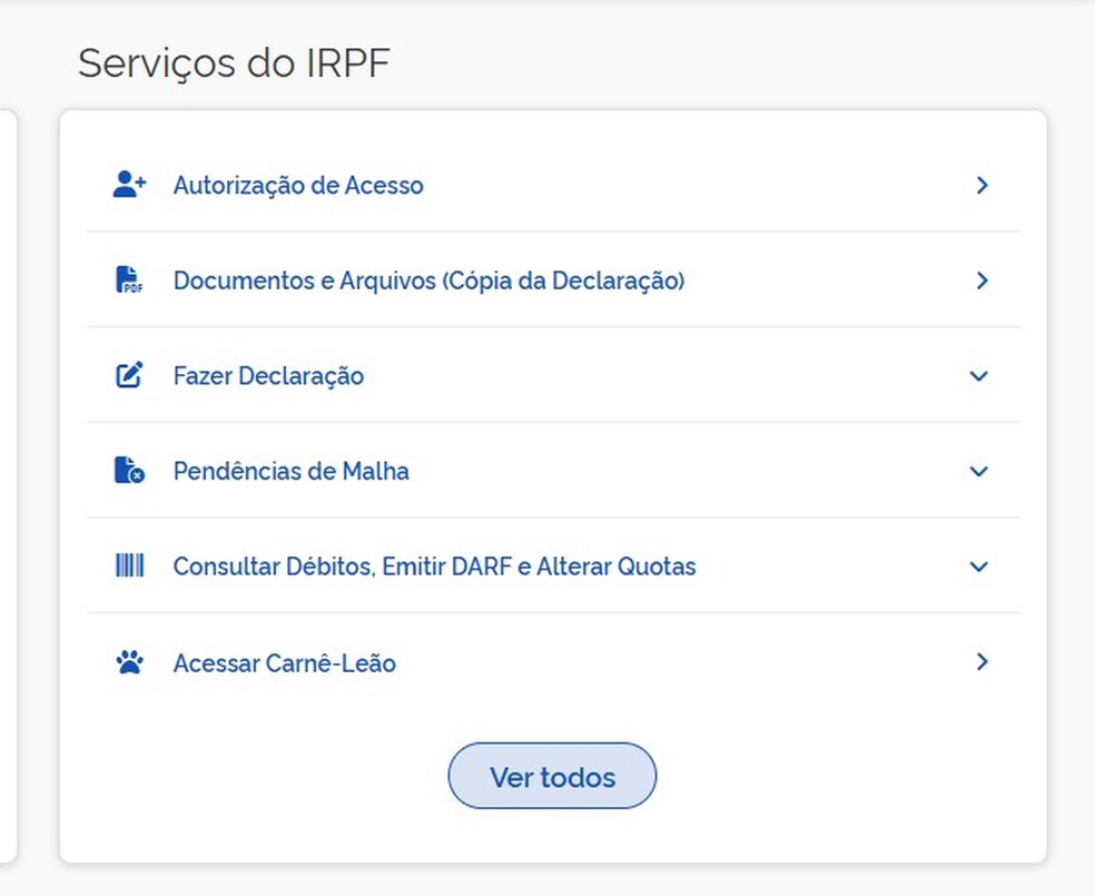 Restituição IR — Foto: Captura de Tela