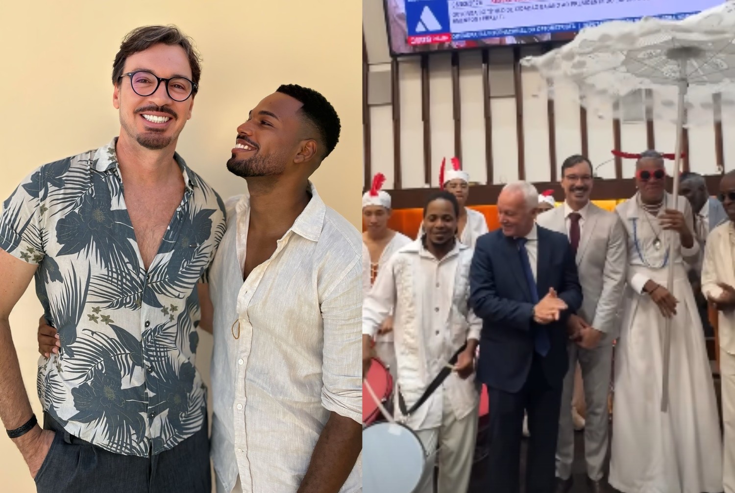 Presidente do Bahia recebe homenagem na Assembleia Legislativa e namorado comemora: 'Mais novo baiano'