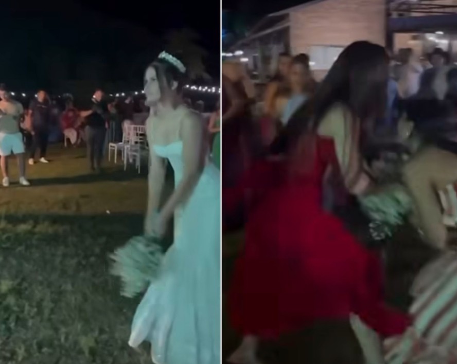 Casamento de Amado Batista com miss termina com briga de mulheres por buqu&ecirc;