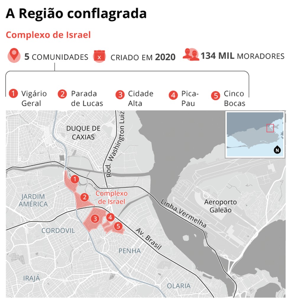 A região conflagrada do Complexo de Israel — Foto: Editoria de Arte