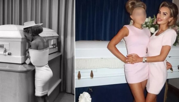 Influencer é criticada por postagem de fotos ao lado do caixão com o corpo de filha