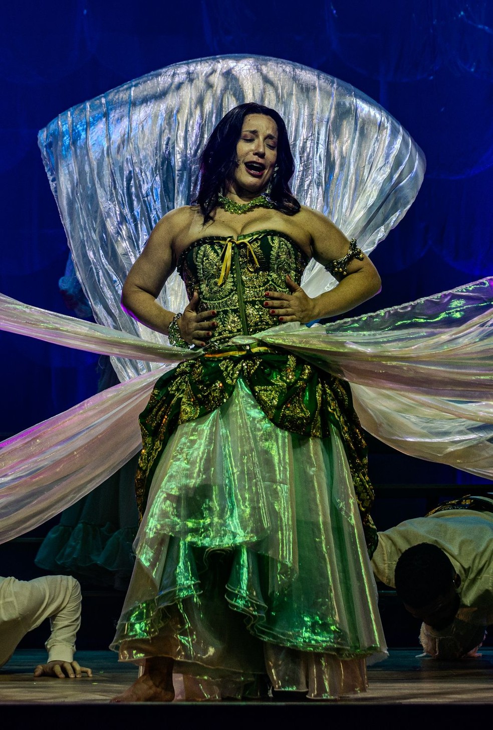 Helga Nemeczyk interpreta Fafá de Belém em musical sobre a vida e a obra da cantora paraense — Foto: Nil Caniné/Divulgação