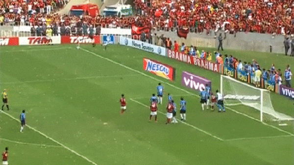 Gol de Ronaldo Angelim (Flamengo) contra o Grêmio, pelo Brasileiro de 2009 — Foto: Reprodução