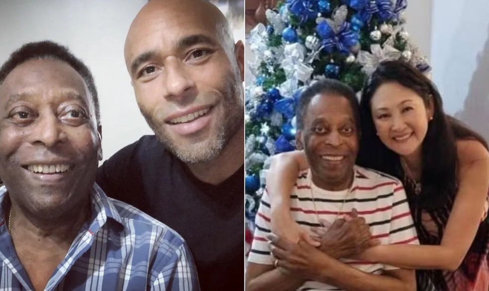 Pelé com o filho Edinho e com a esposa, Márcia — Foto: Reprodução/Instagram