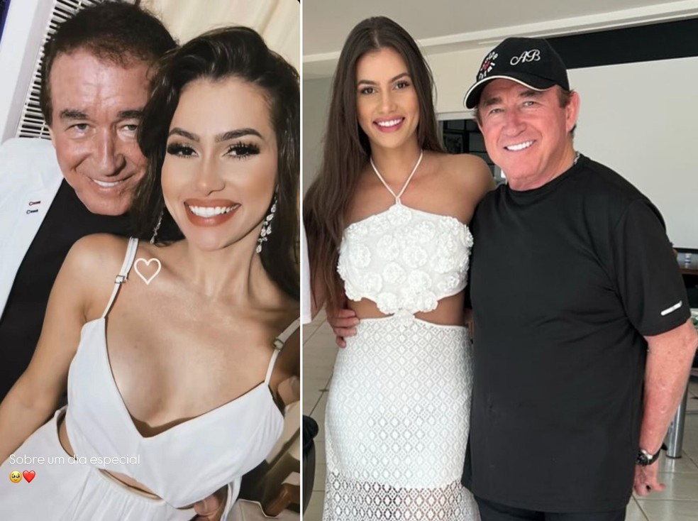 Amado Batista marca data de casamento com miss 50 anos mais jovem — Foto: Instagram