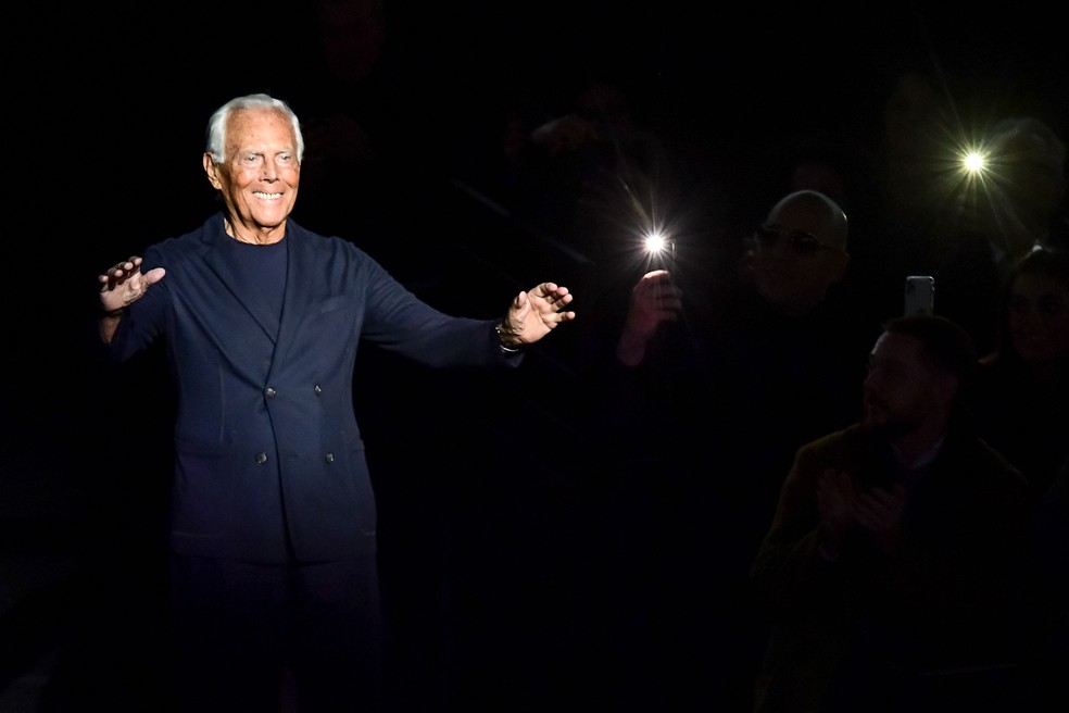 O estilista Giorgio Armani morreu aos 91 anos — Foto: Miguel Medina/AFP