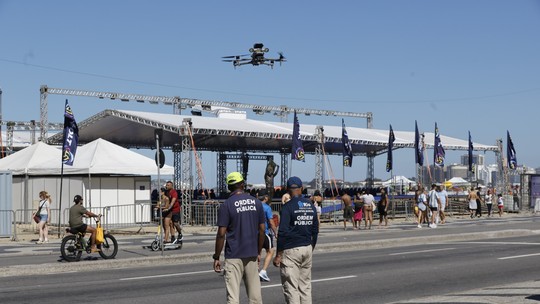 Prefeitura usa drone para alertar sobre comércio irregular na orla do Rio em primeiro domingo do Tolerância Zero Prefeitura usa drone para alertar sobre comércio irregular na orla do Rio em primeiro domingo do Tolerância Zero
