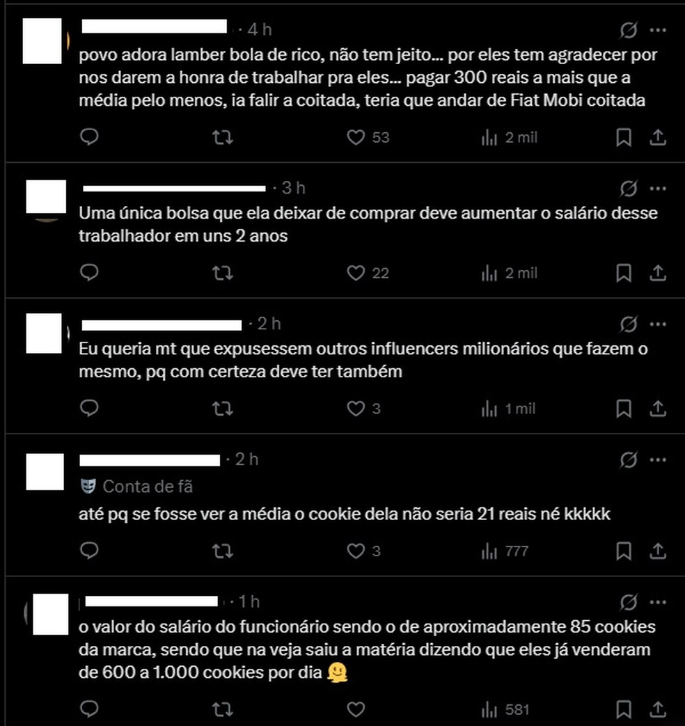 Isa Scherer é criticada por vaga de auxiliar de cozinha com 'salário anual mais baixo que uma bolsa dela' — Foto: Reprodução/X