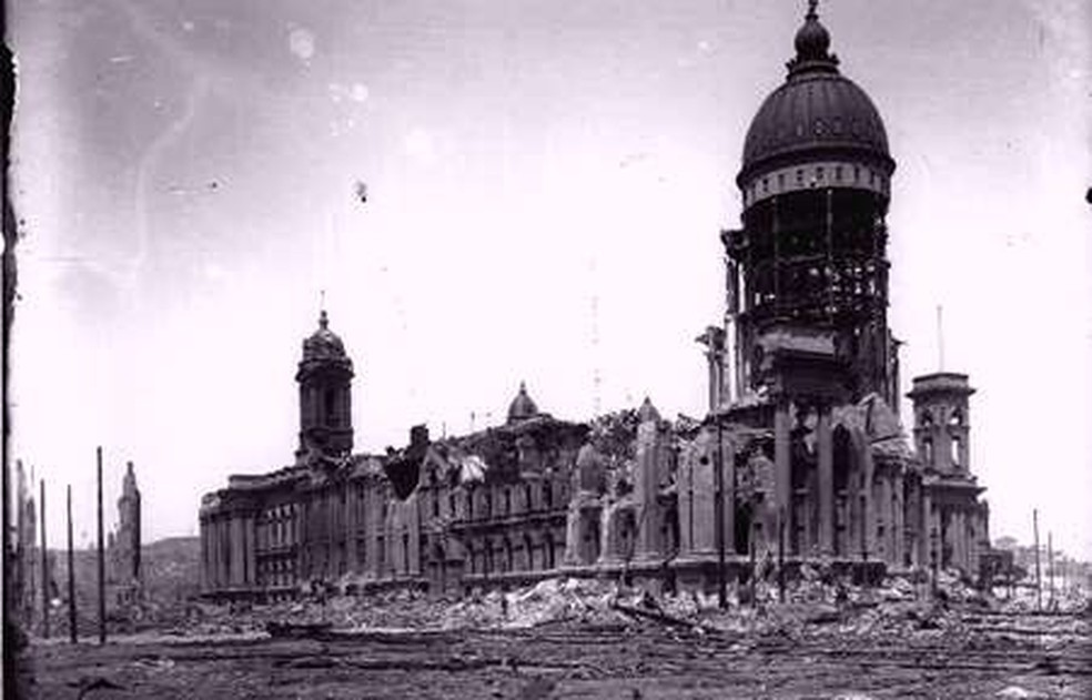 Cidade de São Francisco depois do terremoto de 1906 — Foto: Serviço Geológico dos Estados Unidos