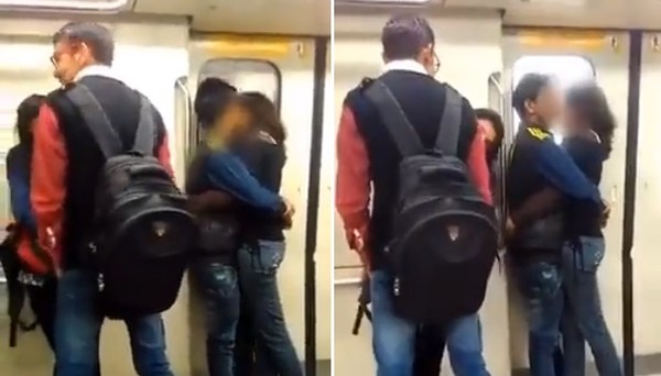 Jovem casal se beija em vagão de metrô indiano e dispara a ira de indianos