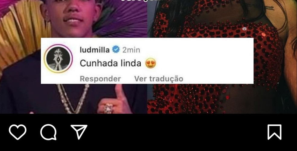 Comentário que Ludmilla fez na foto de Viviane Noronha — Foto: Reprodução/Instagram
