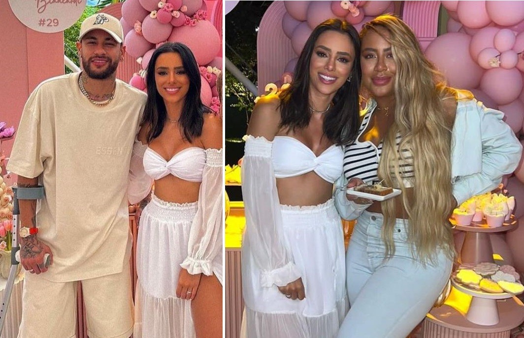 Neymar e Rafaella Santos na festa de aniversário de Bruna Biancardi — Foto: Reprodução/Instagram