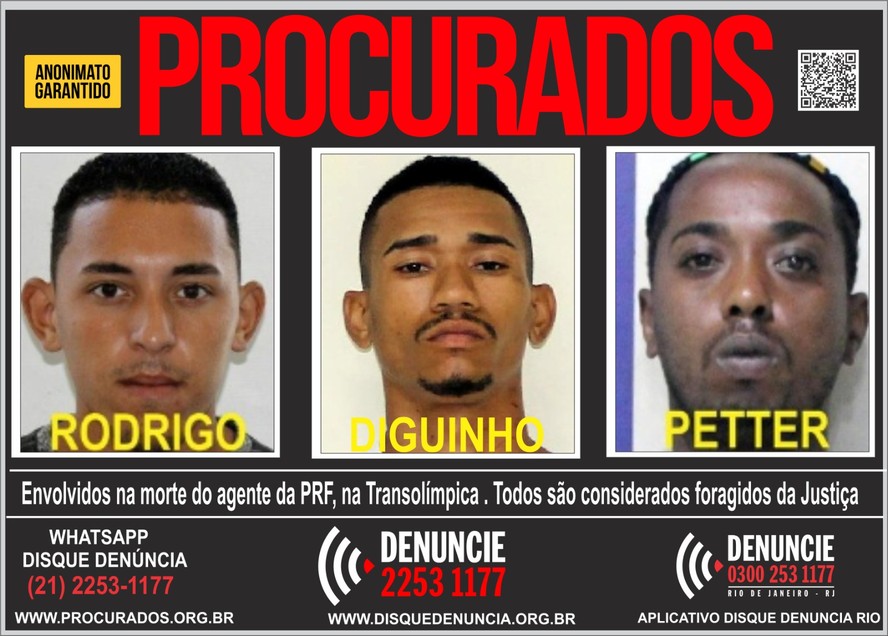 Polícia procura três foragidos acusados da morte de agente da PRF na Zona Oeste do Rio